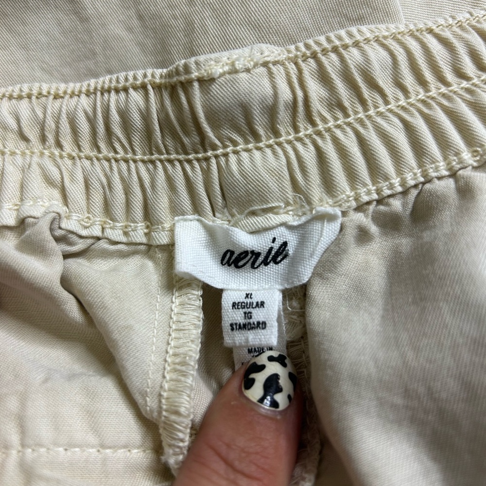 Aerie cream Anytime High waisted trouser with wide leg. Size XL - Picture 4 of 9
